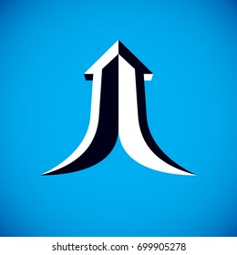 Vector boost up arrow, graphic design element. Corporate development logo. Company increasing  concept.
