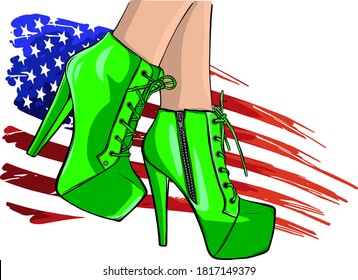 vector boots with american flag in the background