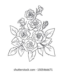 vector boquet composition rose flower elements for your design  coloring book page