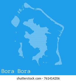 Vector Bora Bora island map silhouette dotted on blue background