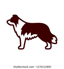 Vector Border Collie Dog Icon Isolated On White Background