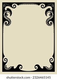 A vector border design incorporating elements of art nouveau and 1960s psychedelia