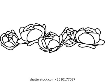 Vector border of flowers. black and white pattern of abstract flowers for covers, advertising, packaging. Abstract floral vector background with space for text. Abstract flowers from lines.