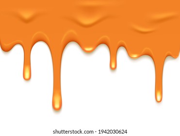 Vector Border with Flowing Salted Caramel. Abstract Sweet Texture. Dripping Glaze Background for Packaging Design and Advertisement
