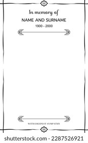 Vector - Border or frame with black ribbon. Rest in peace. End of life. Can be use for invitation, card, poster, web. Copy space.