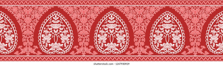 Vector border, frame for decoration of Oriental designs. A lot of red for the brightness of its design.