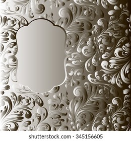 Vector border frame engraving with ornament pattern in antique style decorative design