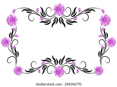 Vector border frame with floral ornament  