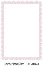 Vector border. Frame. Format: vertical. Use for diploma, certificate, voucher, wish cards etc. Eps 10.