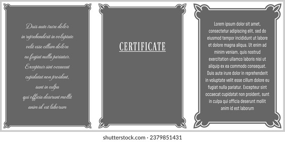 Vector border frame retro label. Vintage wine label, certificate, sticker, book cover, chalkboard, restaurant blackboard menu. For laser wood cutting. Black EPS vertical background in vintage style