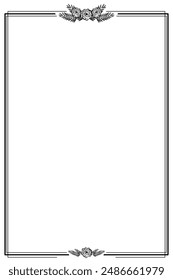 Vector - Border or frame with rose and leaves on black color. End of life , RIP, Wedding concept. Can be use for  invitation card, label, web.  Copy space.