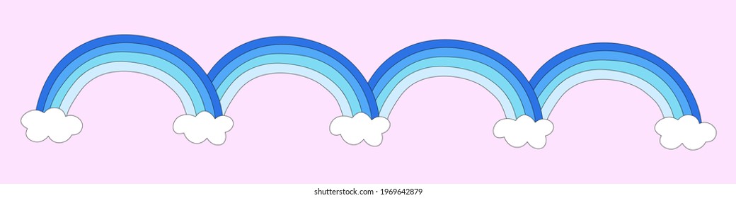 vector border frame sea wave.Osean wate ribbon.Beach childish pattern.Summer surfing design elements in hippie style 60s 70s.Line of colored stripes seamless.isolated vintage hand drawn style.