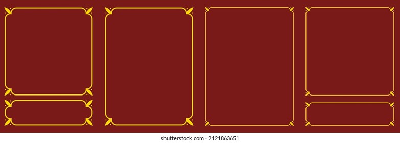 Vector border frames on brown red background. 
Simple rectangular billboard, nameplate, doorplate, plaque, signboard, book page or label design