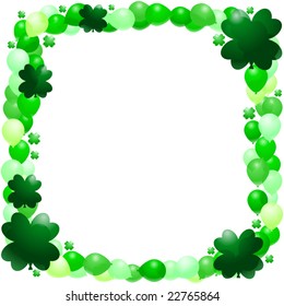Vector border of green and shamrock balloons