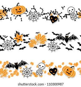 Vector border of Halloween-related objects and creatures.