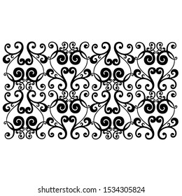 Vector border of hand-painted vintage baroque ornament. Retro pattern antique style acanthus