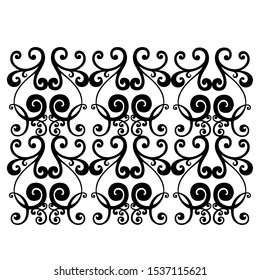Vector border of hand-painted vintage baroque ornament. Retro pattern antique style acanthus