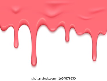 Vector Border with Pink Slime Dripping Down. Dribble Slime Illustration