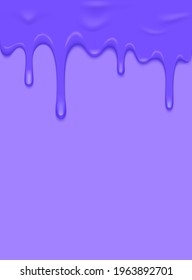 Vector Border with Purple Ice Cream Dripping Down. Splash Paint Illustration