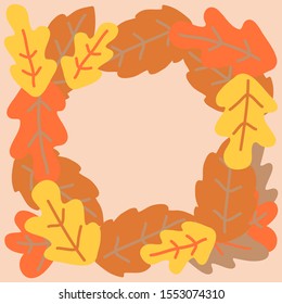 Vector border with simple autumn leaf shapes. Hand drawn illustration.