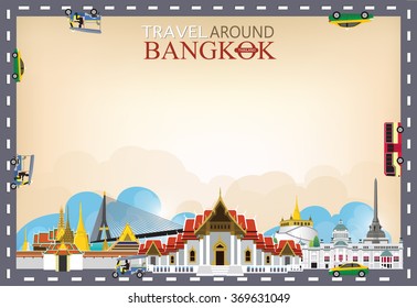 Vector Border Travel around Bangkok