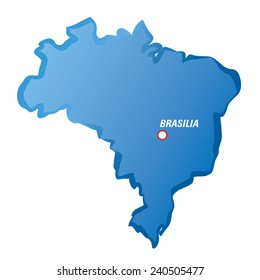 Vector borders and map of Brazil and Brasilia City. EPS Illustration and graphic element.