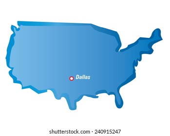 Vector borders and map of USA and Dallas. EPS Illustration and graphic element.