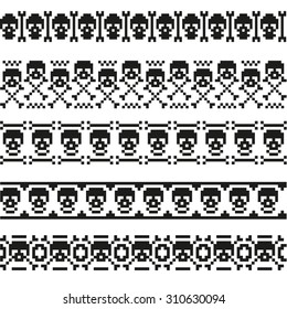 vector borders with pixel skulls
