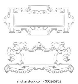 Vector borders. Vintage luxury decorative ornate shield, frame and border. Set of coat of arms.