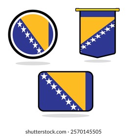 Vector Bosnia and herzegovina set of flag banner Bosnia and herzegovina flag with white background Vector illustration design Bosnia and herzegovina independence day banner design