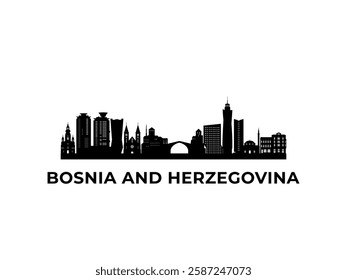 Vector Bosnia and Herzegovina skyline. Travel Bosnia and Herzegovina famous landmarks. Business and tourism concept for presentation, banner, web site.