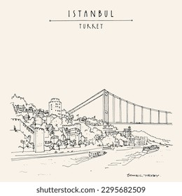 Vector Bosporus strait Istanbul