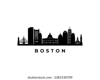 Skyline del vector Boston. Viaja por los famosos monumentos de Boston. Concepto de negocio y turismo para presentación, banner, sitio web.