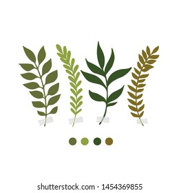 Vector botanic illustrations. Botanical clipart. Set of Green branches. Floral Herb Design elements. Perfect for wedding invitations, greeting cards, blogs, posters and more