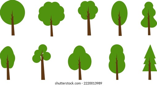 Vector Botanic Trees Objects Set