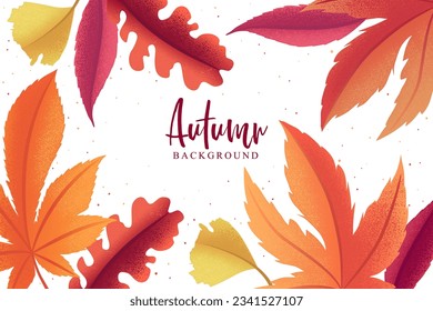 Vector botanical background with colorful autumn leaves isolated on white background. Autumn foliage illustration for print, fabric, invitation, brochure, card, cover, wallpaper