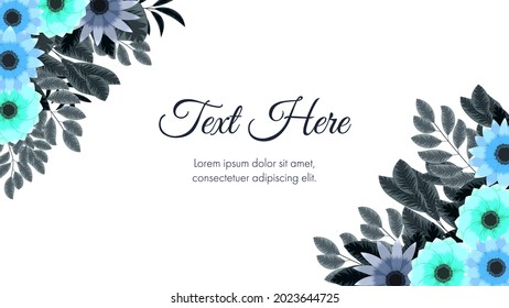 Flores florecientes en el fondo de la bandera botánica vectorial. Diseño romántico para cosméticos naturales, perfume femenino de lujo, empaque de productos para mujeres. Se puede usar como tarjeta de saludo o invitación a la boda