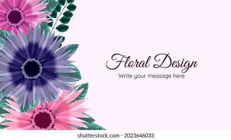 Vector botanical banner background blossoming flowers used as invitation card for wedding, birthday, holiday greetings, frames and summer web page background.