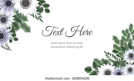 Vector botanical banner background blossoming flowers. Romantic design for natural cosmetics, feminine luxury perfume, women product packaging. Can be used as greeting card or wedding invitation