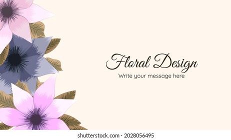 Vector botanical banner background blossoming flowers. Romantic design for natural cosmetics, feminine luxury perfume, women product packaging. Can be used as greeting card or wedding invitation