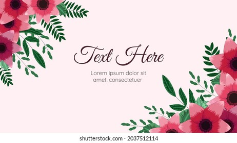 Vector botanical banner background blossoming flowers. Romantic design for natural cosmetics, feminine luxury perfume, women product packaging. Can be used as greeting card or wedding invitation