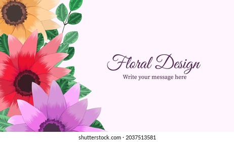 Vector botanical banner background blossoming flowers. Romantic design for natural cosmetics, feminine luxury perfume, women product packaging. Can be used as greeting card or wedding invitation