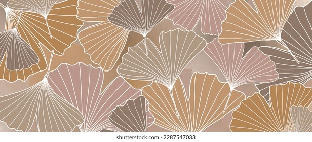 Vector botanical beige background with ginkgo biloba leaves for decor, wallpapers, covers, cards and presentations