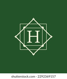 Vector de letra mayúscula botánica h vector, plantilla de logotipo de letra h