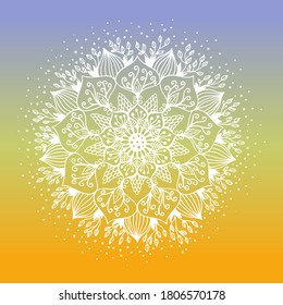Vektor botanische Farbe Mandala. Ethnische Ornamente mit runden Ornamenten. Handgezeichnete arabische, indische, ottomanische Motive. Einzigartiger Blumendruck. Orientalische Linienverzierung für Henna, Mehndi, Tattoo, Dekoration.