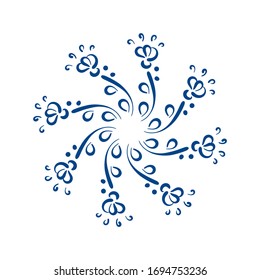 Vector Botanical composition, mandala of flowers . Floral simple hand-drawn elements for your design . Doodle style