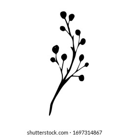 Vector botanical floral hand drawn logo template in elegant and minimal style with black color on white background illustration. For badges, labels, logotypes and branding business identity.