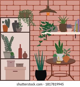 Vector Botanical garden at greenhouse