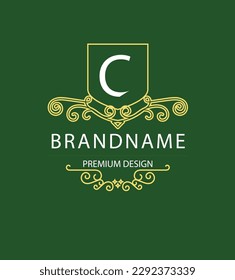 Vector botanical illustration design of C letter