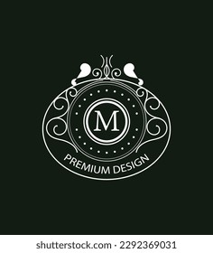 Vector botanical illustration design of M letter